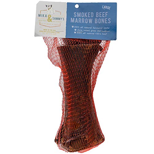 Mika & Sammys Smoked Beef Marrow Dog Bones for Large & Aggressive Chewers- Made in USA