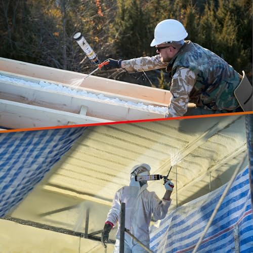 Spray Foam Insulation Kit (12x25.4 oz.) Closed Cell Expanding Polyurethane Foam, Heat and Acoustic Insulation for Wall & Attic, Covers Up to 240 Board Feet, Gun & Cleaner Included