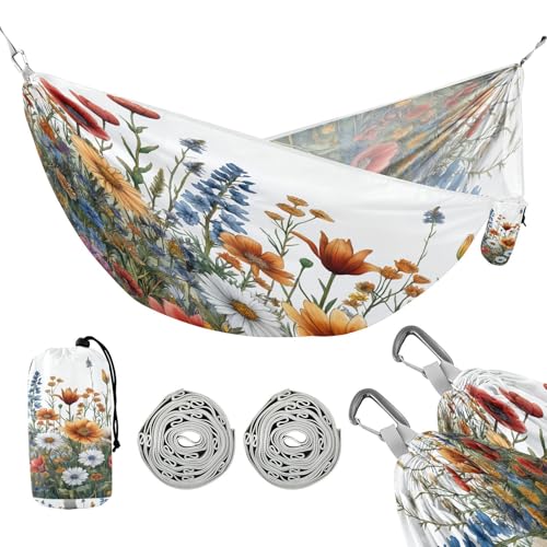 ATTX Watercolor Garden Camping Hammock - Lightweight & Portable Hammocks, Heavy Duty 330lbs Capacity for Indoor, Hiking, Backpacking, Travel, Backyard, Beach#51