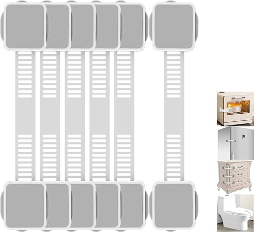 Miniatura 10 de Paquete de 2 cerraduras de seguridad a prueba de bebés seguras para niños, para gabinete, cajón, refrigerador, horno, lavavajillas, puertas, asiento