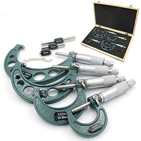 Premium Outside Micrometer Set 0-100mm/0.01mm Precision Machinist Tool w/Carbide Tips Cover