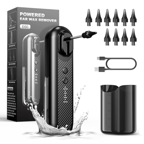 Kit Electric Limpiador de Oídos: Kit de Limpieza de Oído Eliminador de Cerumen Oídos Irrigador de Oido Personas con 4 Modos 10 Boquillas para Adultos Niños
