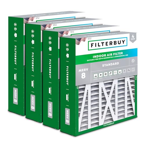 Filterbuy 17.5x21x5 MERV 8 Pleated HVAC Air Filter (4-Pack)