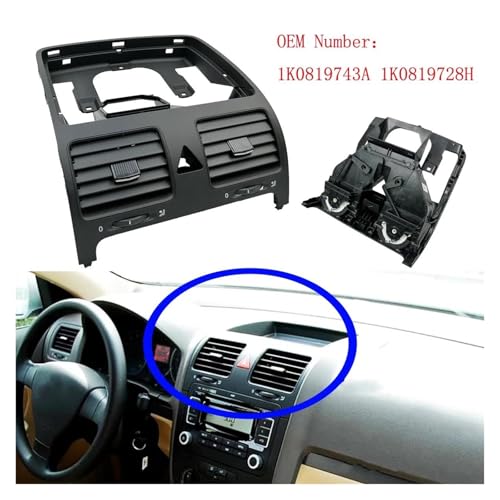 Rejilla de ventilación central para salpicadero de VW Jetta MK5 y Golf 5 3