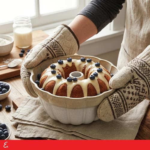 Image of Emeril Lagasse Fluted Cake Pan Stoneware 9.5 in - Pound Cake Baking Pan, Perfect for Baking Delicious Cakes!