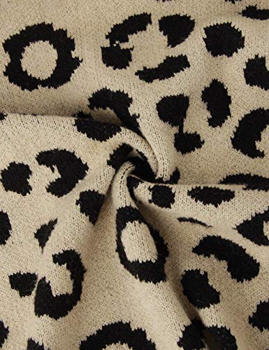 Bebonnie Ladies Cardigans, Women's Winter Warm Thick Long Sleeves Open Front Knitted Sweater Pullover Cardigan Coat Outwear with Pockets Leopard M
