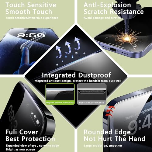 Image of 2 Pack Anti-Spy Privacy Screen Protector for iPhone 12 Pro Max(6.7-Inch),9H Tempered Glass,Full Coverage,Anti-Fingerprint,Auto Dust Removal,Bubble-Free,Easy Installation