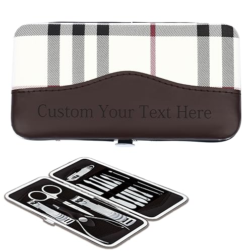 Personalized Custom Engraved Name Nail Clippers Manicure Set Pedicure Kit with Leather Bag-12 pcs