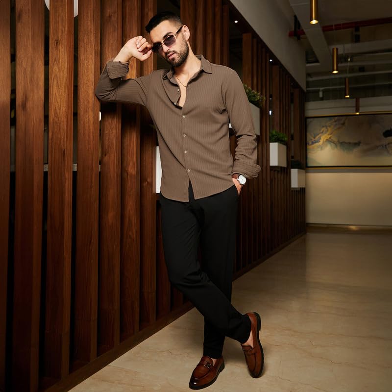 Image of CAHOOT Men's Shirt for Casual Wear | Spread Collar | Short Sleeve | Regular Fit | Button Closure | Shirt Crafted with Comfort Fit for Casual Wear
