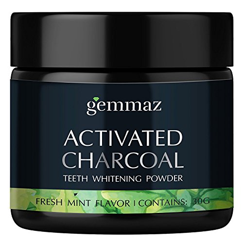 Charcoal Teeth Whitening Powder, Organic Coconut Activated Charcoal Teeth Whitening, Enamel Safe Teeth Whitener for Sensitive Teeth Gums, Fresh Mint Flavor by Gemmaz (60g)