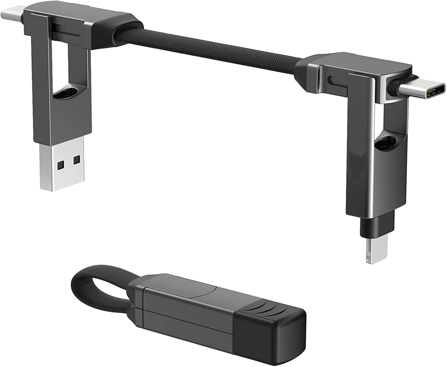 CHAFON 6 in 1ALL IN CHARGER Gray Multi Charging Cable USB Type-C Type-A Fast Charge Transfer Short