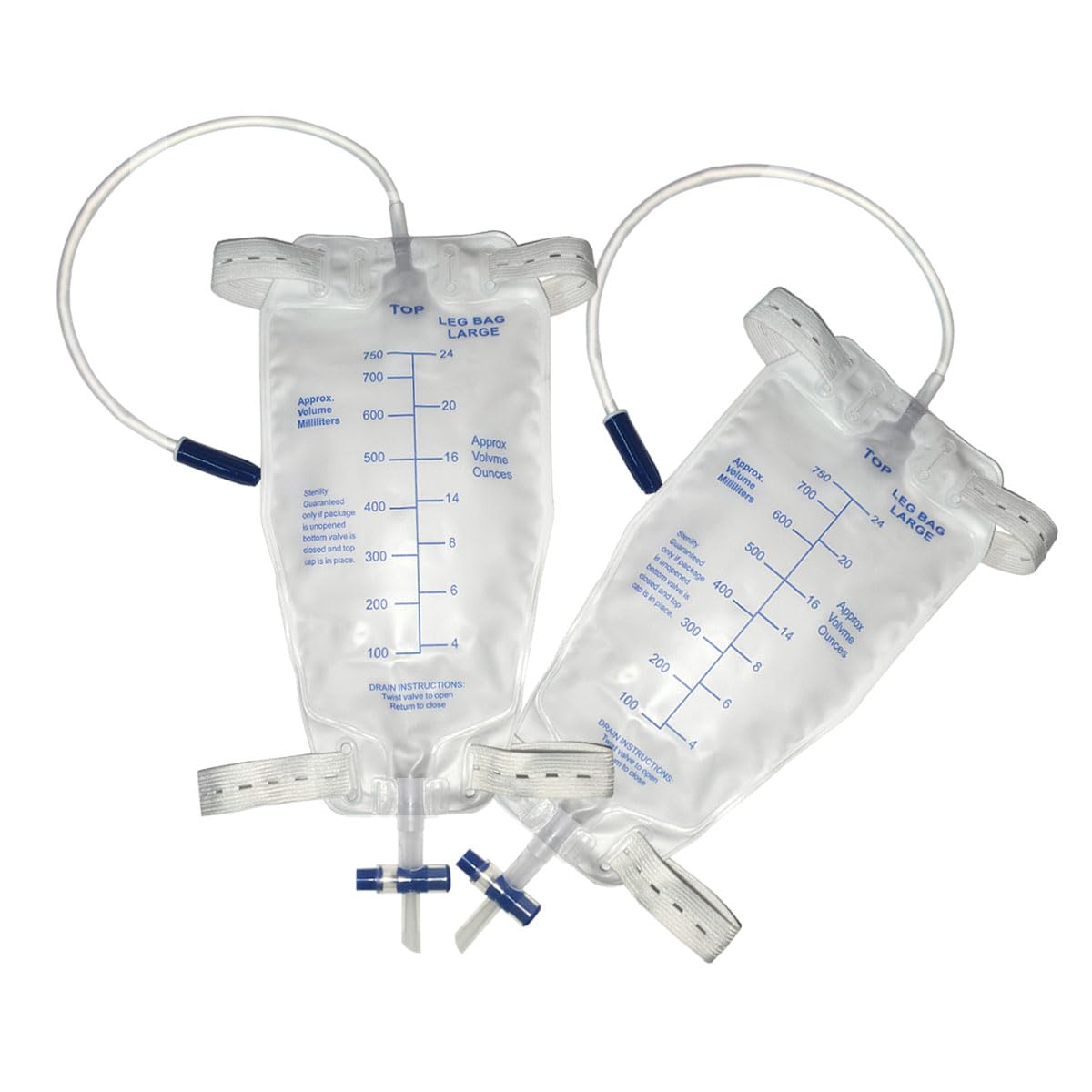 750ML Leg Bag Urinary Drainage Bag Anti-Reflux Valve T-Tap Drain 10PCS