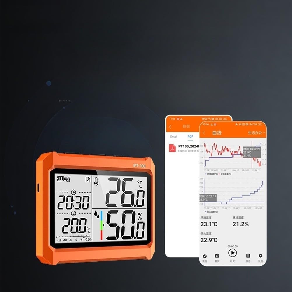 Medidor de humedad de temperatura inalámbrico industrial de alta precisión aplicación de monitoreo remoto sensor externo -10 °C a 70 °C 10-99% RH resistente a los golpes para laboratorio (instrumento