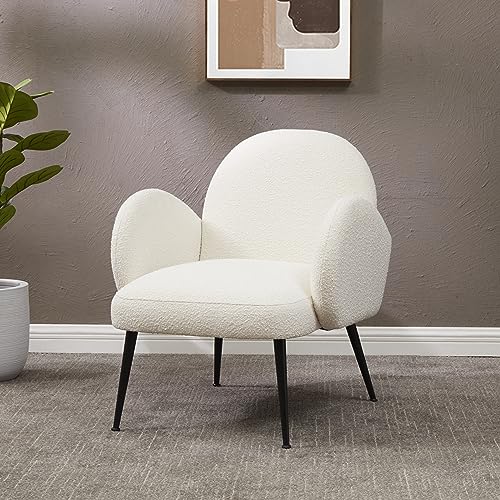 SAFAVIEH Couture Collection Crystaln Mid-Century Modern Ivory Boucle/Black Accent Chair