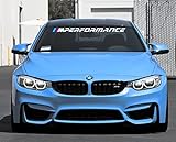 Frontscheiben Aufkleber M-Streifen Tuning 95 cm Performance mit M Farbstreifen Auto Aufkleber Windschutzscheibe Sticker Racing Power (Weiß)