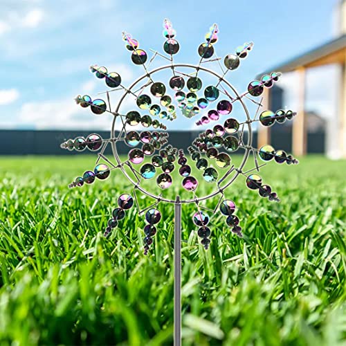 Vivpro Stainless Steel Symphony Unique Magical Metal Windmill,Kinetic Metal Wind Spinners Steel Outdoor Garden Stake,Sculptures Move With The Wind, Black #TOP4