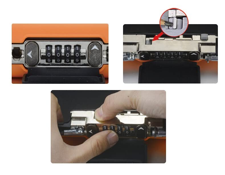 Caja de seguridad portátil de 4 dígitos con cerradura de combinación con cuerda para deportes al aire libre, gimnasio, playa, compras, caja de almacenamiento de seguridad (naranja)