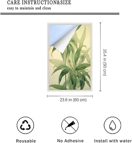 Miniatura 2 de Película de privacidad para ventana, diseño minimalista y clásico de hojas verdes claras, para ventana del hogar y puerta de vidrio, bloqueo solar,
