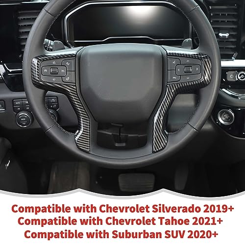 Carbon Fiber Steering Wheel Trim Cover Decoration Kit Interior Accessories for Chevrolet Silverado 2019-2023,for Chevrolet Tahoe 2021-2023,for Suburban SUV 2020-2023 by RT-TCZ - Used condition - Image 4