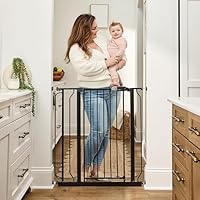 Regalo Easy Step Walk Thru Baby Safety Gate with Included Extension Kit (104 cm, Black)