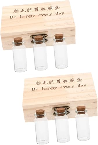 IMIKEYA Caja de 2 piezas de cordón umbilical bandeja dental caja de dientes de madera maciza conmemorar botella pp estante de almacenamiento botella