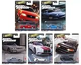 1:64 Scale Diecast Model Car Compatible with Hot Wheels 2024 Premium Fast & Furious H Case, Set of 5 Cars, HNW46-956H