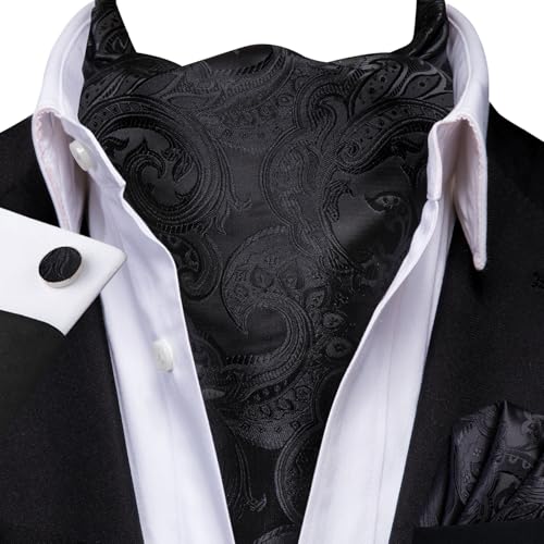 Image of Dubulle Paisley Floral Ascot for Men Self Tie Mens Cravat and Pocket Square Cufflinks Wedding