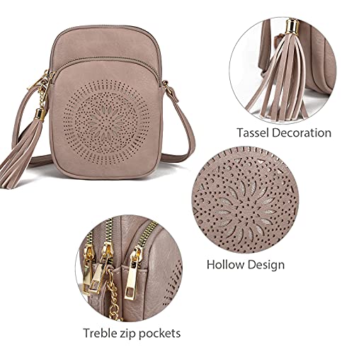 Image of AFKOMST Small Crossbody Phone Purse for Women, Triple-Zip Compartments