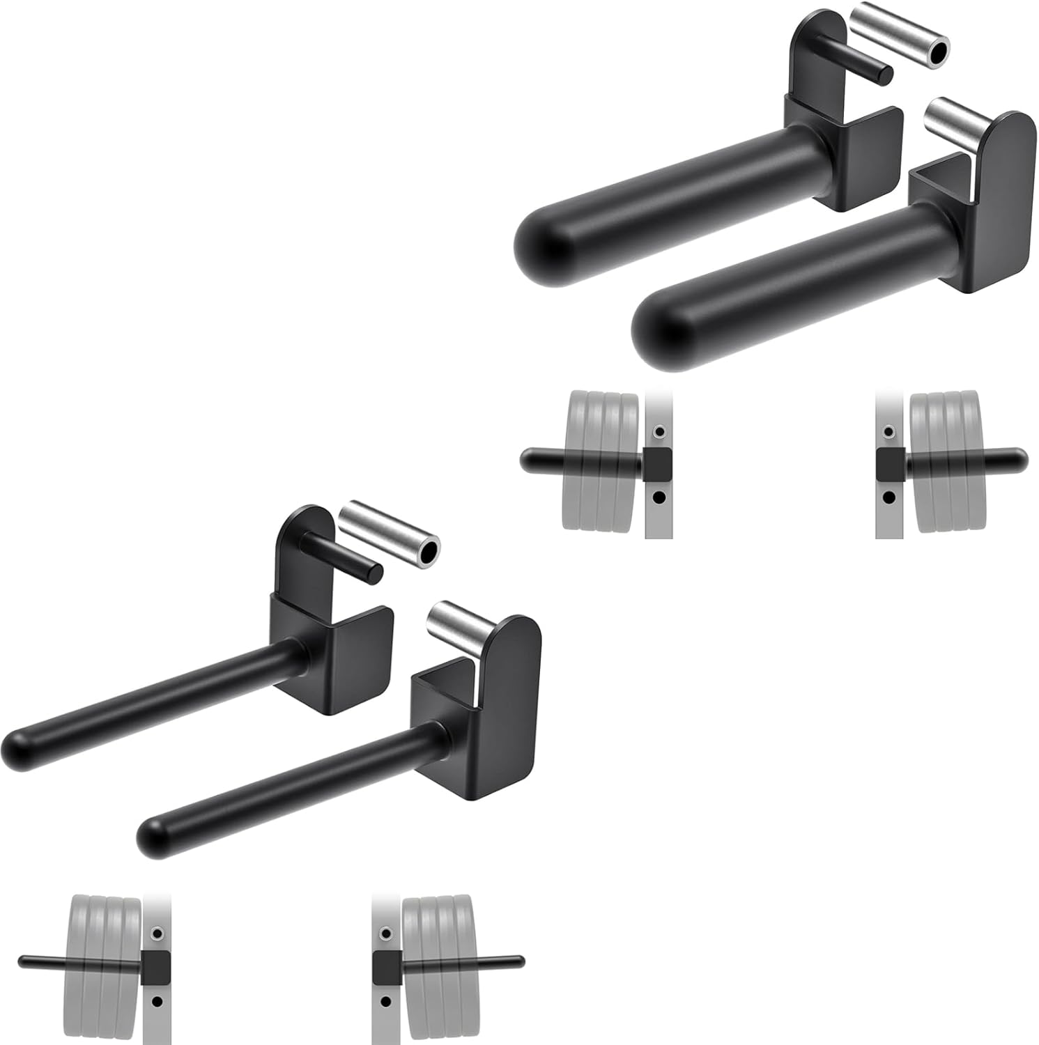 Kipika Weight Plate Holder Bundle for 2x2 Power Rack - Heavy-Duty Storage for Olympic and Standard Weight Plates - Power Rack Attachments for Home Gym and Strength Training