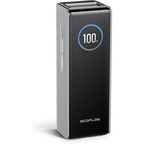 EF ECOFLOW Rapid Power Bank 25,000mAh, 170W Portable Charger with Dual 140W USB-C Ports for Multi-Device Charging, Smart TFT Screen, Compatible with iPhone Series, Samsung, Laptop and More (Silver)