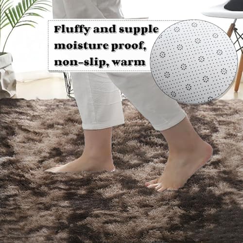 Tapis de chambre enfant super doux et grand tapis salon marron lavable avec envers antidérapant