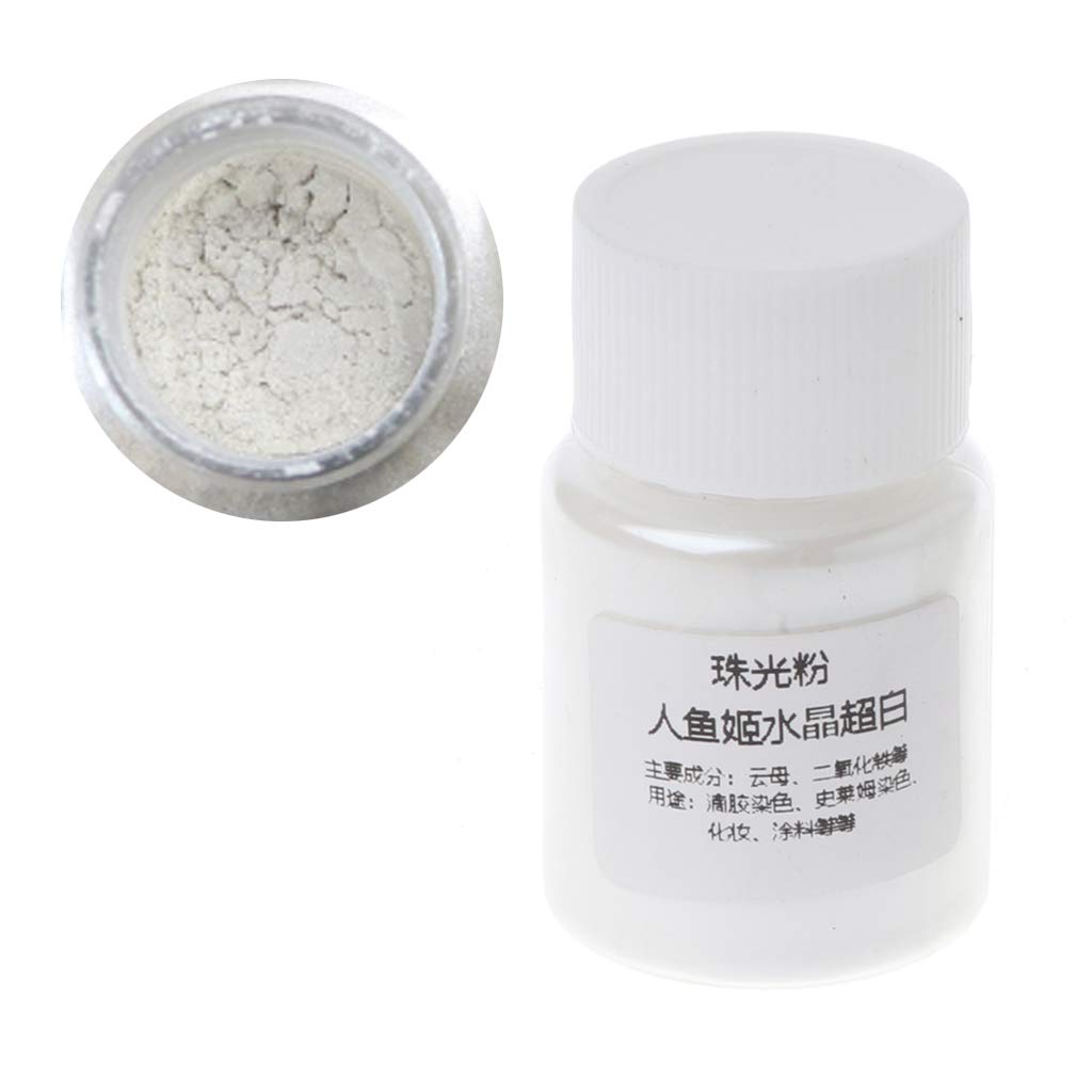 smallJUNResin Dye Powder Mica Pearl Pigments Colorants Crystal Mud Resin Jewelry Making Pearl Pigment Pure White