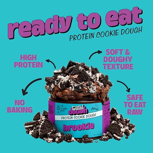 Image of Twisted Dough Protein Cookie Dough, Brookie Flavor, 2 Pack, 100g Protein, Healthy Snacks, Gluten Free Edible Cookie Snack, High Protein Low Carb & Low Sugar Dessert for Kids & Adults, Keto Friendly