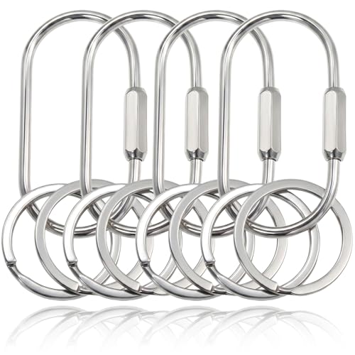 Locking Key Rings Carabiner Keychain Clip for Keys Purse Bag Charms Holder for Handbags Screw Lock Key Organizer Brass