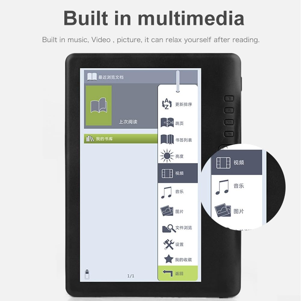 Lector de libros electrónicos portátil avanzado de 7 pulgadas con opciones personalizables y batería de larga duración para la lectura (512M + 4GB)