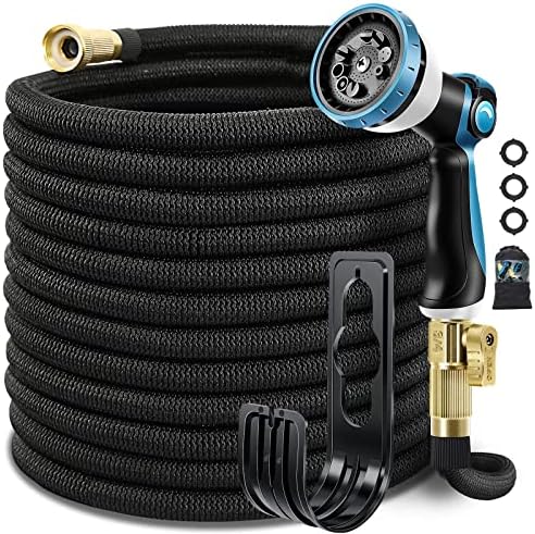 100FT Expandable Garden Hose, Upgraded Flexible Lightweight Water Hose, 10 Pattern Spray Nozzle, No-Kink Leakproof Yard Outdoor Hose (Black) - View 3