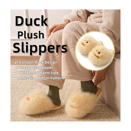 Women's Cartoon Fuzzy Duck Slippers-Cozy Warmth for Indoor Relaxation and Home Wear2
