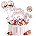 Produktbild 17 Stück Tortendeko Geburstagstorte, Happy Birthday Kuchendeko, tortendeko Gold, Glitter Cake Topper Happy Birthday, Cupcake Topper mit Sternen Liebe Konfetti-Luftballons und Papierfächer