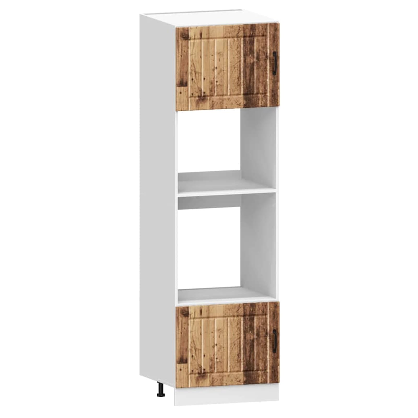 Homgoday Kalmar Küchenzeile Altholz | 7-teilig mit Spülen- & Hängeschränken | Holzwerkstoff & Glas | für optimierten Küchenraum Model3314749