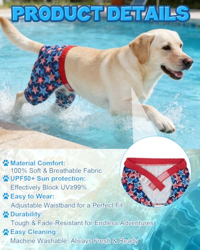 Image of CuteBone Dog Swim Trunks Swimsuit Durable & Comfortable - Quick-Dry, Adjustable Waistband Shorts, UV Protection Bikini- Perfect for Beach, Pool & Outdoor Fun, Dinos DST12M