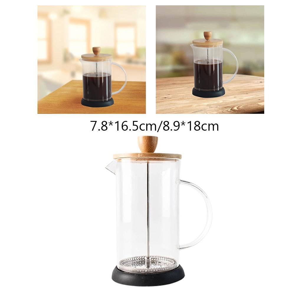 Cafetera de prensa francesa de vidrio con émbolo, jarra de filtración, hervidor de agua para el hogar (color: transparente Tamaño: 600 ml) (transparente 350 ml)