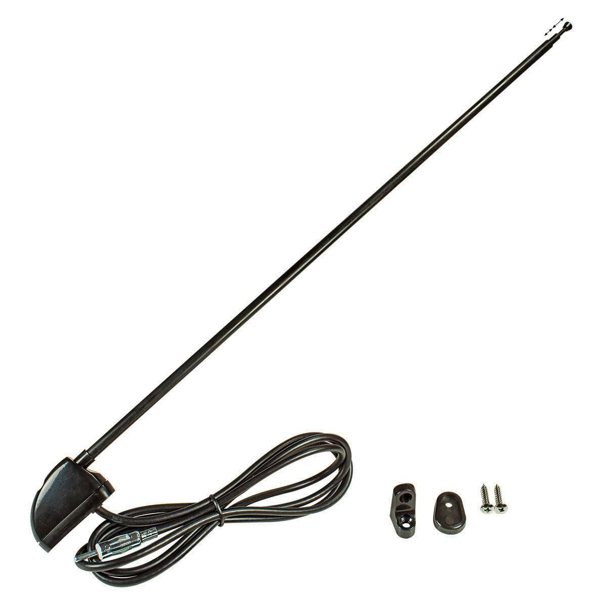 tomzz Audio 1000-050 Holmantenne UKW AM FM 3 Teleskope ca. 1,20m schwarz DIN Anschluss für PKW LKW Busse Wohnmobile Geländewagen