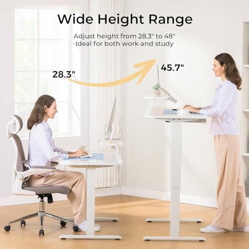 Image of COMHOMA Electric Standing Desk with Drawers, 48 x 24'' Sit Stand up Desk with Monitor Stand, Laptop Stand, Height Adjustable Ergonomic Home Office Computer Desk with Memory Preset Controller