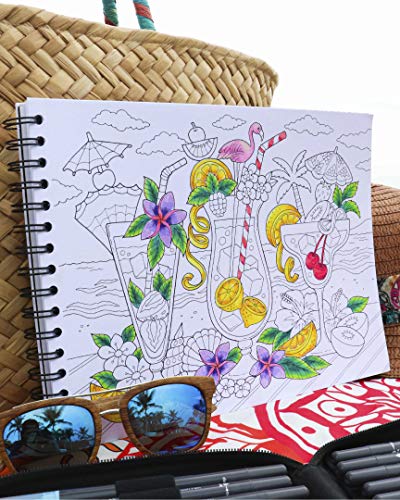 Colorit Colorful Tropical Scenes Adult Coloring Book - 50 Single-Sided Designs, Thick Smooth Paper, Lay Flat Hardback Covers, Spiral Bound, Usa Printed, Tropical Pages To Color #TOP5
