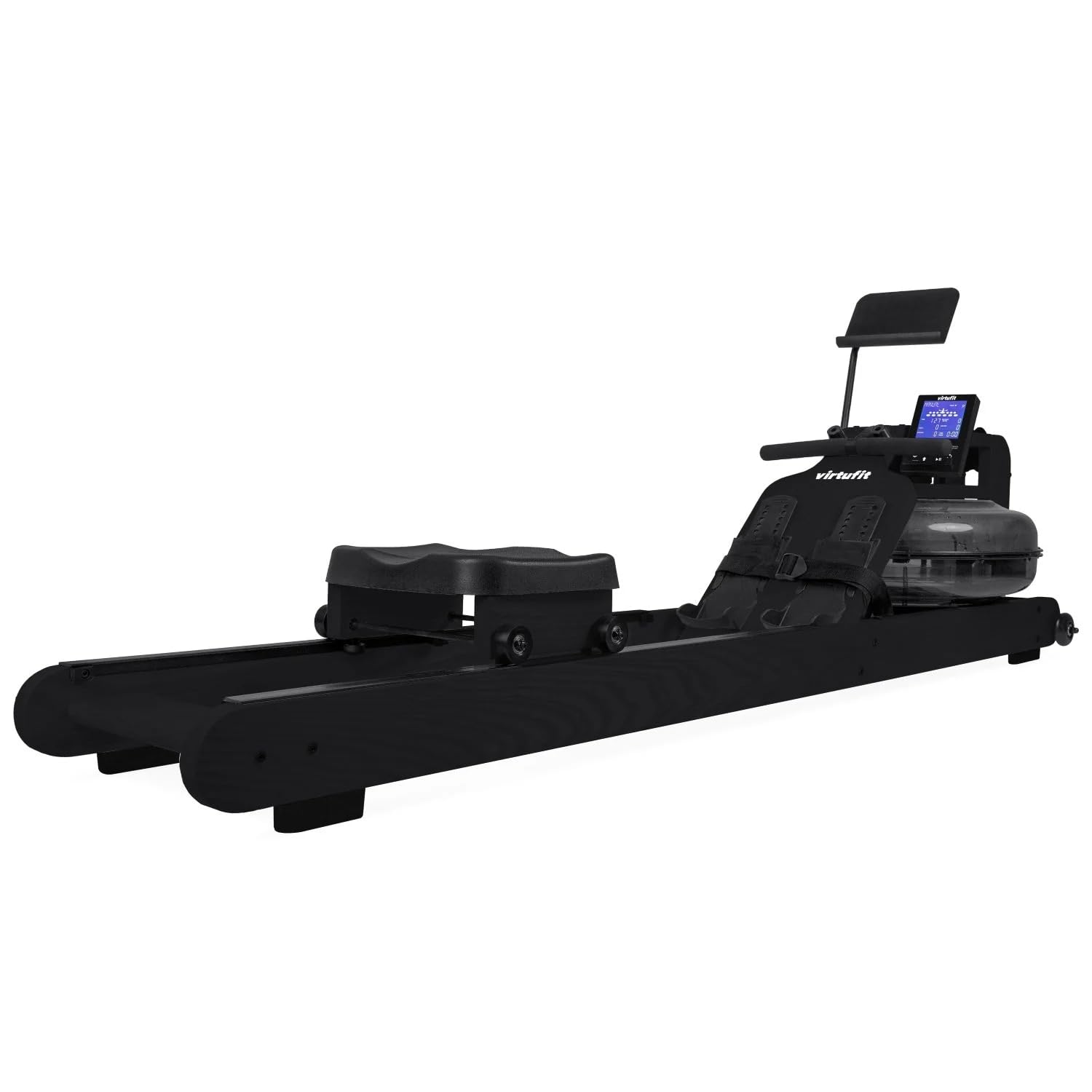 VirtuFit Elite Wasserwiderstands-Rudertrainer aus Holz - Schwarze Ausgabe - Rudermaschine - Wasser Rudertrainer - kostenloser Trainingsplan