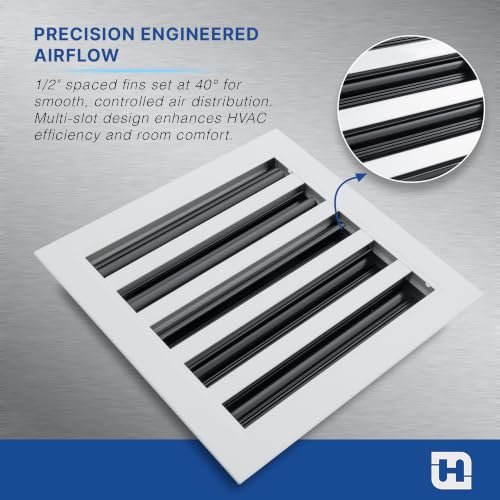 Fits 8x8 Duct Opening, Modern AC Vent Cover, Aluminum Linear Slot Diffuser, Decorative Air Vent Cover, Air Supply Grille for Ceiling, Sidewall, Floors, White, Outer Size 9 13/16" x 9 13/16" by Handua - Used condition - Image 6