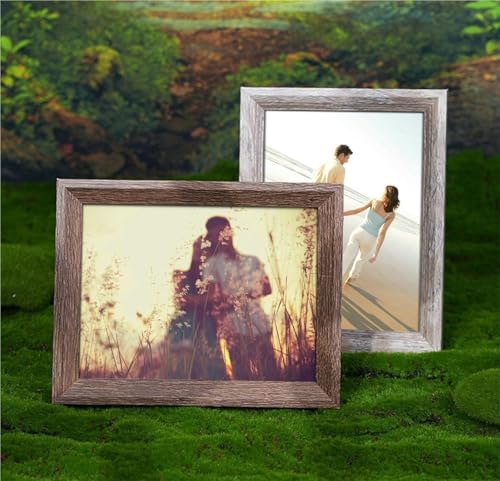 Cadre photo de table souvenir de mariage en bois de noyer grain gris chic - 3