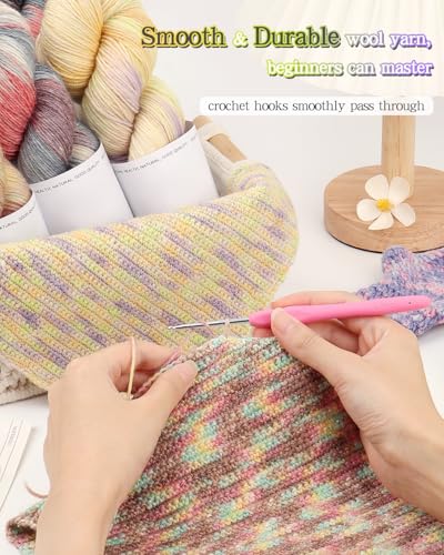 Image of Katech 3 Pack Wool Yarn for Crocheting-Sock Yarn for Knitting-Green Brown