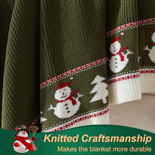 Walensee-Throw-Blanket-Ultra-Soft-Knit-Blanket-for-Couch-Sofa-Bed-Travel-Lightweight-Warm-Decorative-Throw-Blanket-Comfortable-Home-Decor-and-Gift-50×60-Green-Snowman Walensee Throw Blanket Ultra Soft Knit Blanket for Couch Sofa Bed Travel Lightweight Warm Decorative Throw Blanket Comfortable Home Decor and Gift 50×60 Green Snowman