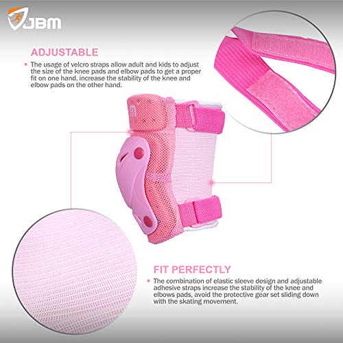 JBM Kids & Adults Knee and Elbow Pads with Wrist Guards Protective Gear Set, Impact Resistance for your Children Outdoor Activities’ Adventure, Roller Skating, Cycling, Scooter, Skateboarding Pads Set